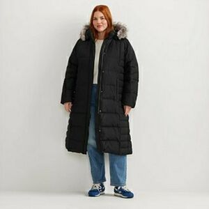 Eddie Bauer Black Quilted Puffer Jacket with Faux Fur Trim